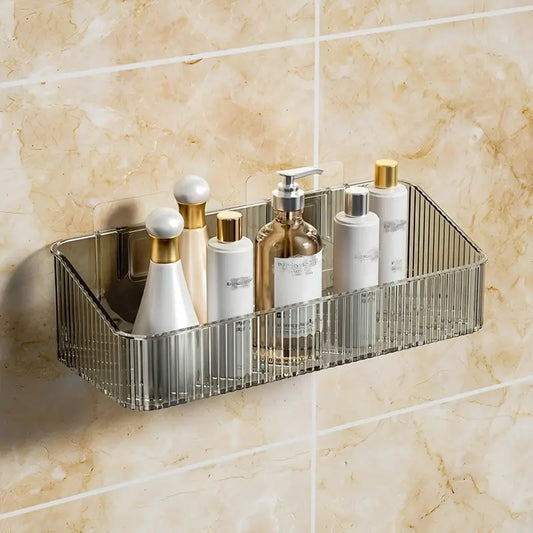Wall Mounted Bathroom Storage Rack, Hanging Shelf, Plastic Tray, Storage Basket, Shampoo Shower Gel Holder Organizer, Bathroom Storage And Organization