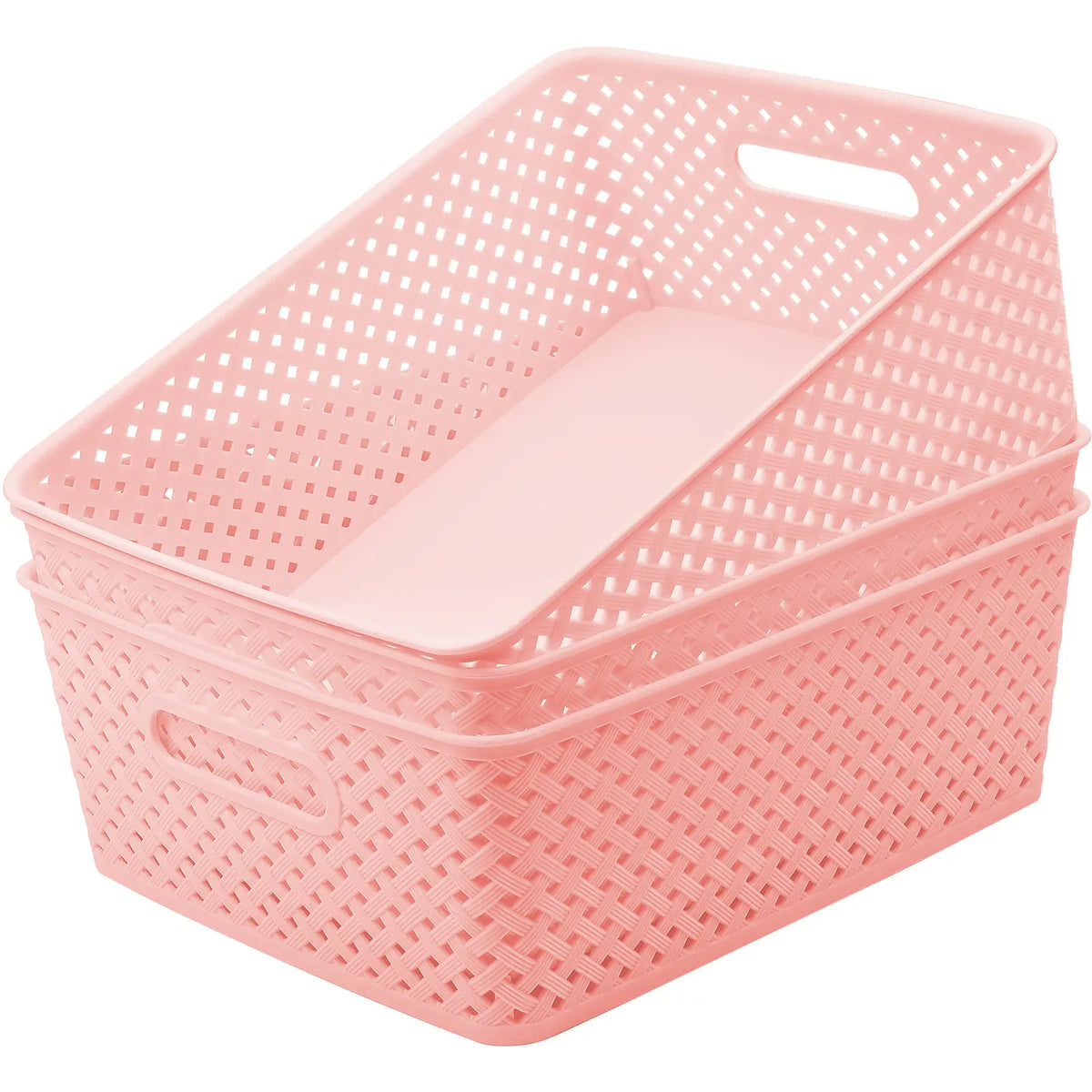 MaxGear Baskets for Organizing, 3 Pack Plastic Storage Baskets with Built-In Handles, Woven Organizer Bins for Pantry, Closet, Bathroom, Kitchen, Cabinet and Office