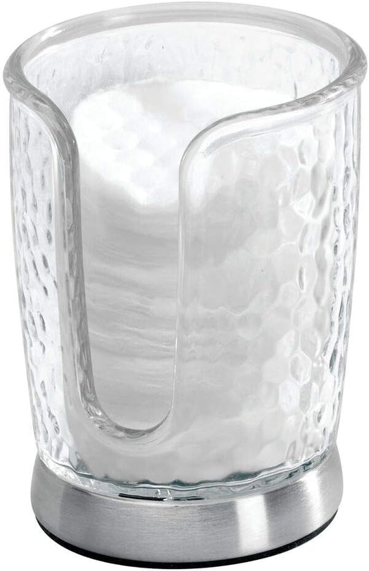 mDesign Plastic/Steel Compact Small Disposable Paper Cup Dispenser Storage Holder for Rinsing Cups on Bathroom Vanity Countertops - Rain Collection - Clear/Brushed