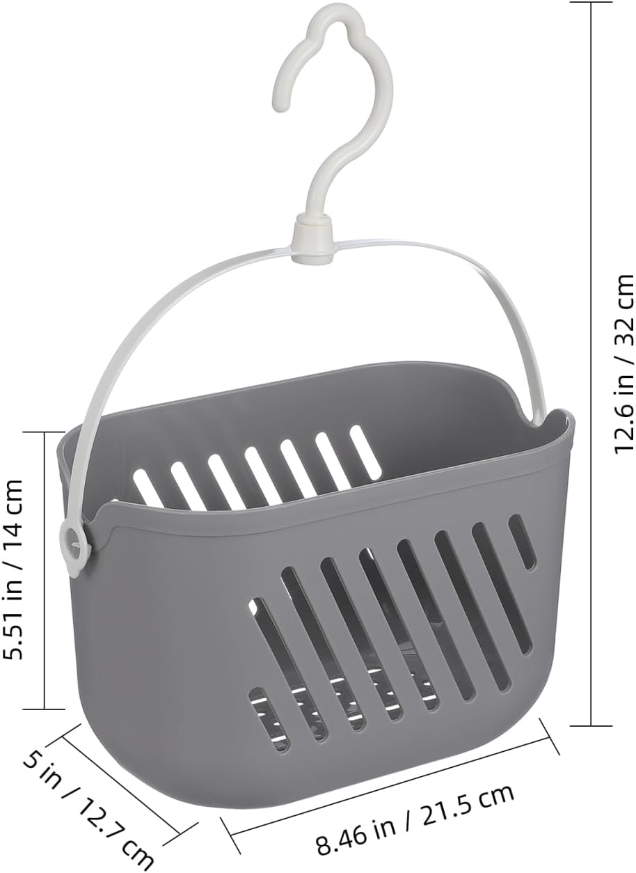 PRETYZOOM Wall Hanging Storage Basket with Hooks, Plastic Hollow Drain Design, Wall Mount Organizer for Bathroom Toiletries, Shampoo, Bath Sponges and Kitchen Pantry Sundries