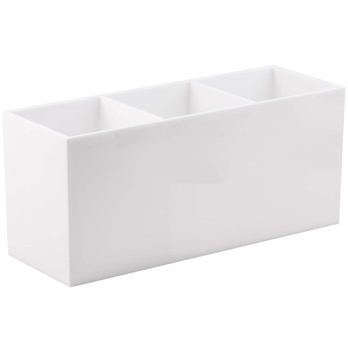 Tbestmax Makeup Brush Holder Organizer Cosmetic Brushes Container Storage 3 Slots - Great for Vanity (White)