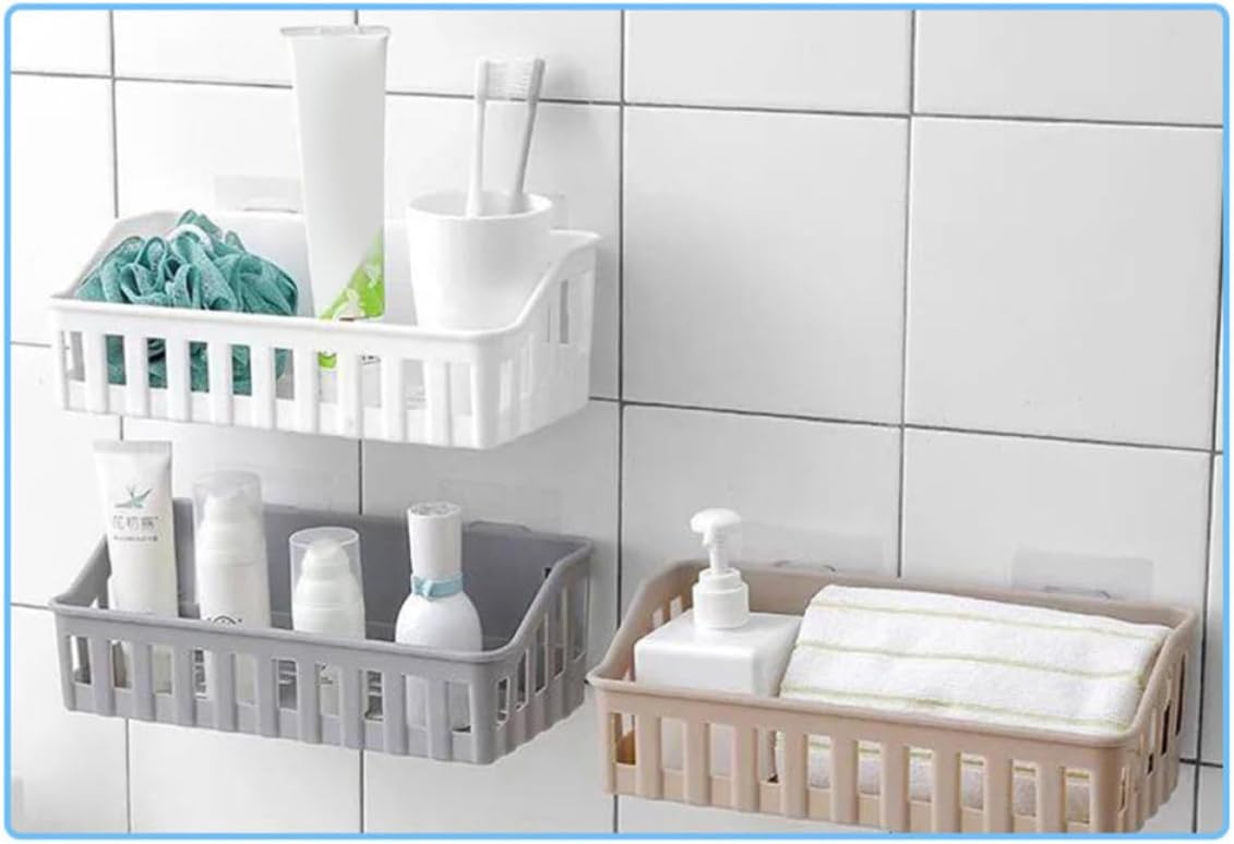 Toyvian Storage Basket Wall Mounted Punch for Bathroom Home
