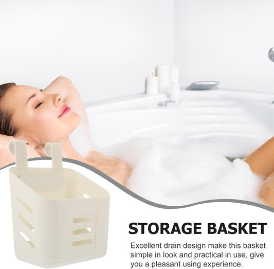 HOMSFOU 2-Pack Wall Hanging Storage Baskets with Drain Holes Plastic Kitchen and Bathroom Organizer Basket 8.07X5.90X4.52 Inches for Shampoo Lotion Sponge Storage