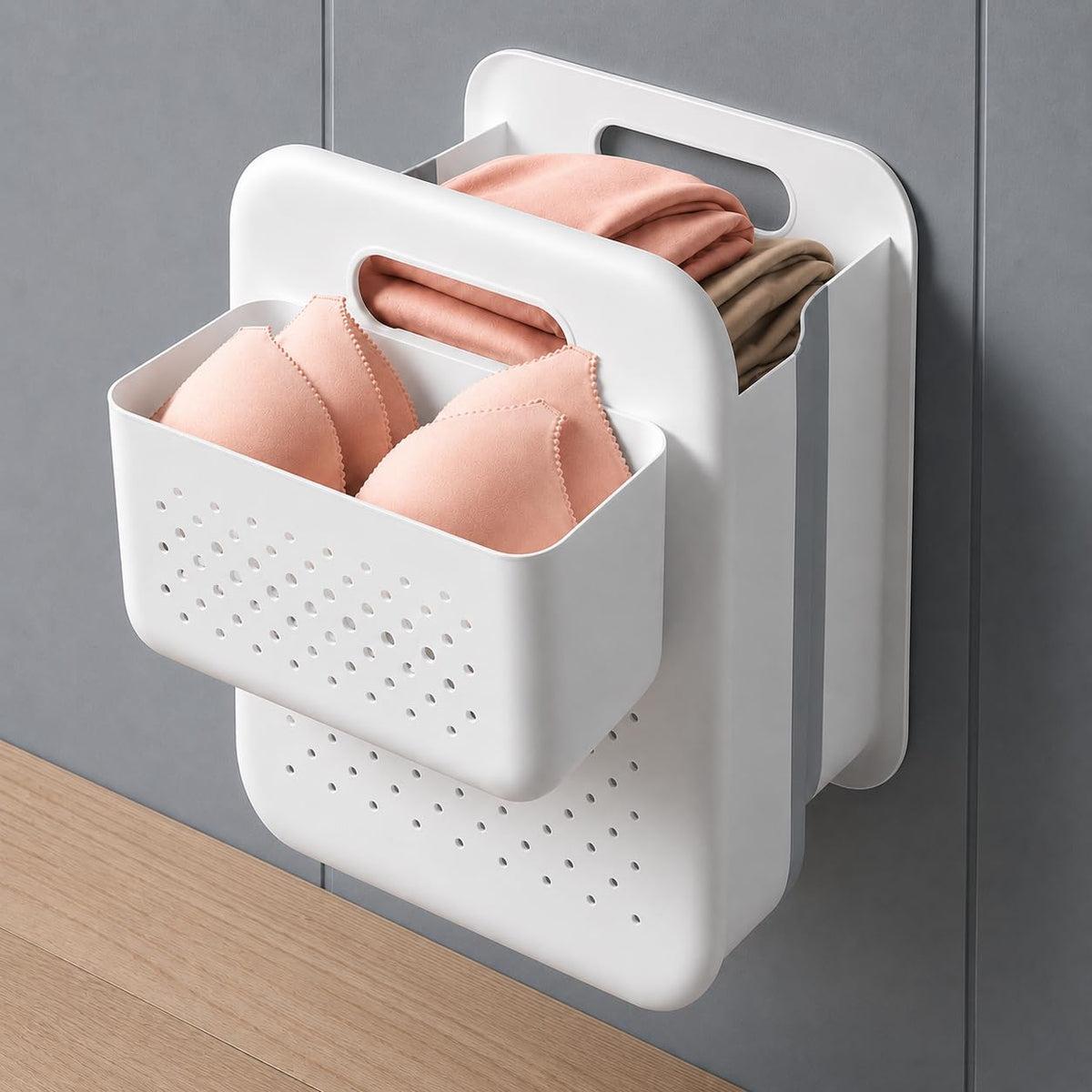 Goderewild Collapsible Laundry Basket, Wall Mounted Foldable Hamper