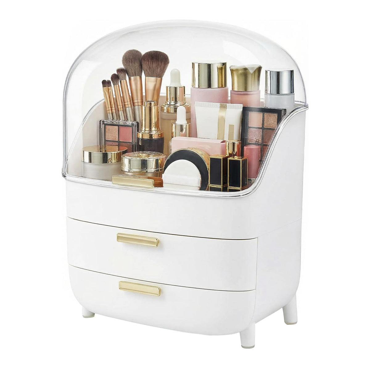 novelinks 3-Tier Skincare Makeup Organizer with Drawers, Dustproof Lid