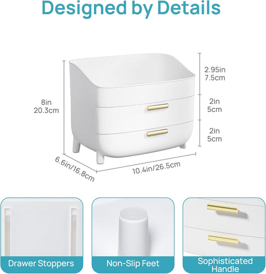 Vtopmart 3-Tier Skincare Makeup Organizer with Drawers, White