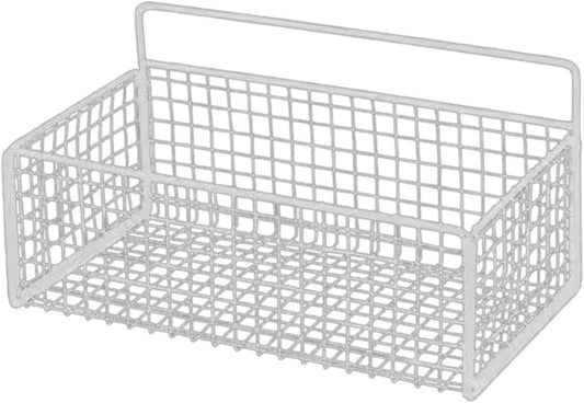 Metal Basket for Storage Sundries, Wall Basket with 2 Traceless Sticker, Kitchen Seasoning Storage Basket with Mesh Structure, Shower Toiletries Wall Mounted Basket for Bathroom, Storage Organizer