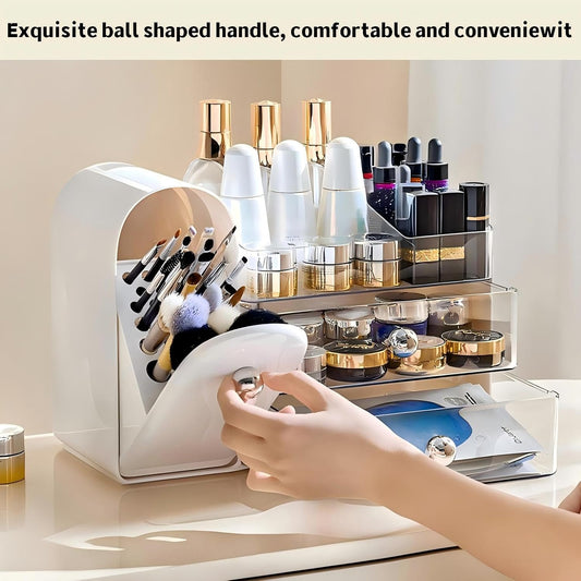 Makeup Organizer for Vanity with Brush Holder,Skincare Organizer