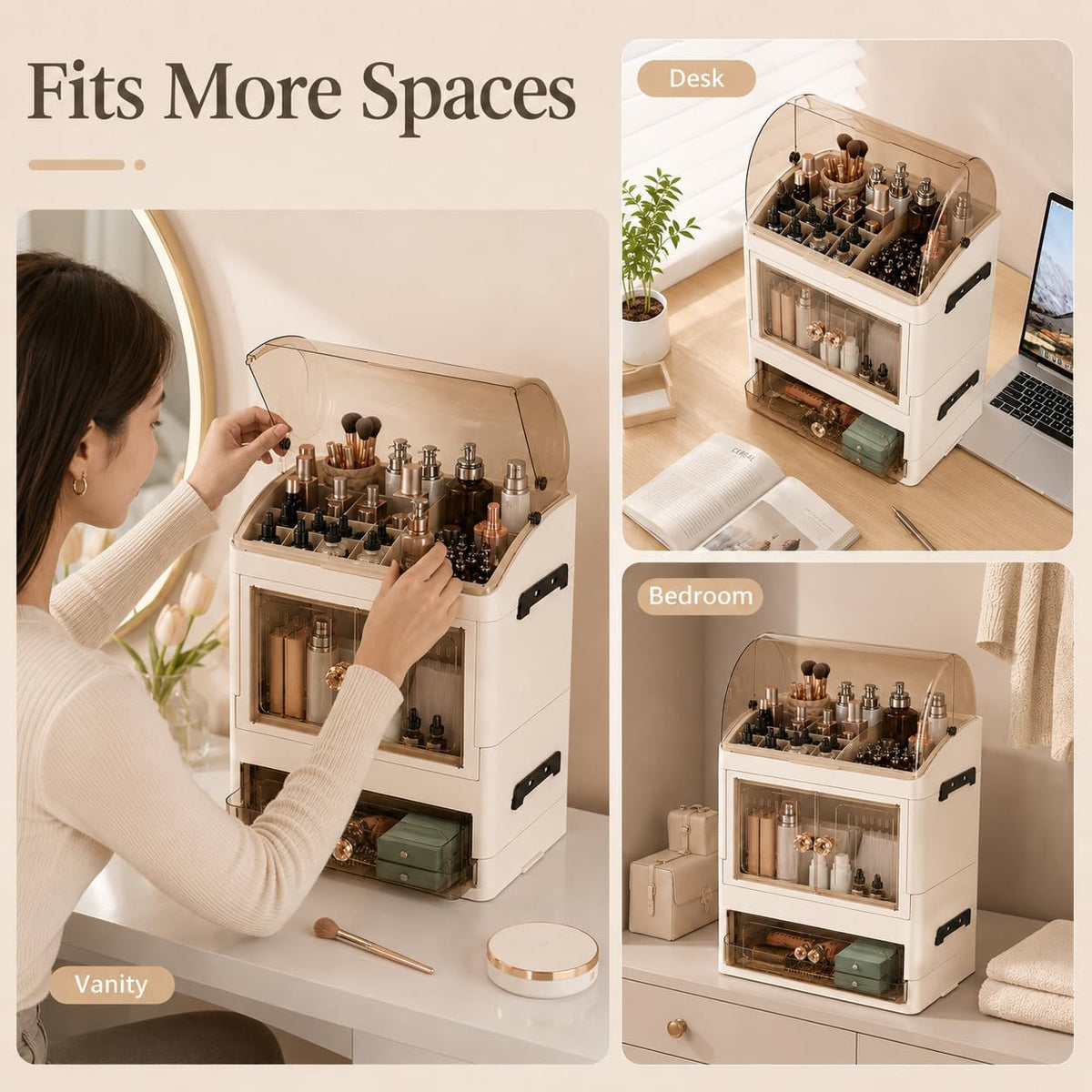 Makeup Organizer for Countertop, Skincare Storage, Bathroom Vanity