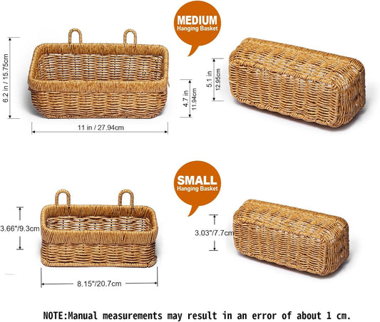 Wicker Style Wall Baskets, Hanging Storage Organizer