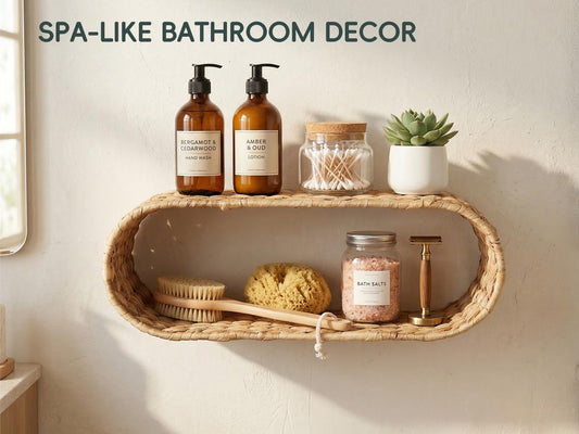 Coeusy Wicker Wall Shelf for Bathroom, Hanging Toilet Paper Holder Basket