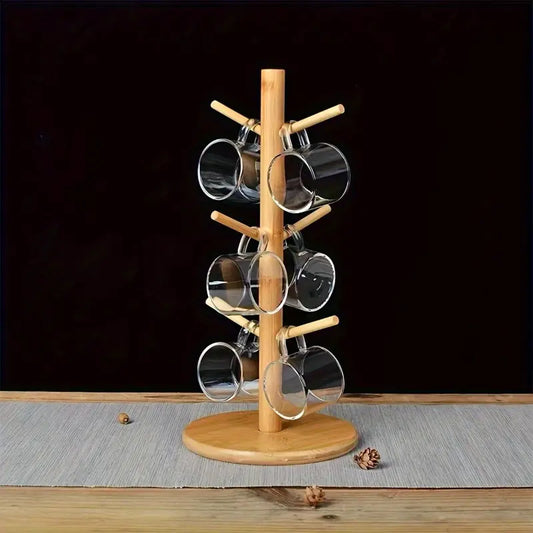 1pc Household Bamboo Cup Holder, Creative Storage Rack, Water Cup Hanger Upside Down Drain Rack Cup Holder