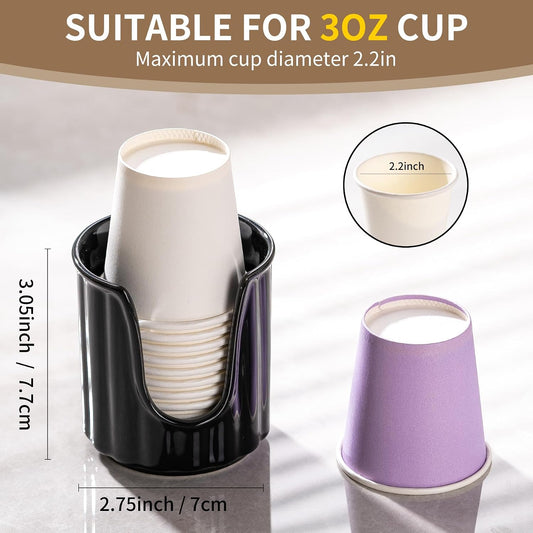 TANEW Ceramic Bathroom Cup Dispenser with Stylish Vertical Stripes - Dixie Cup Dispenser & Mouthwash Cup Holder Holds 3oz Paper Cups for Rinsing Cups on Bathroom Vanity Countertops Glossy Black