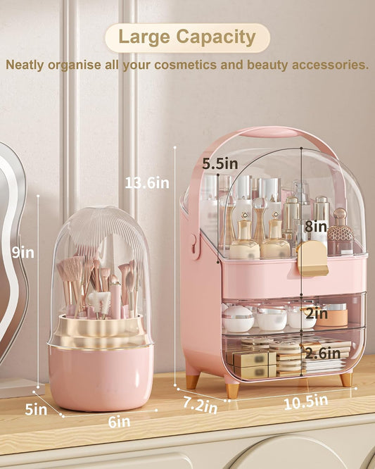 Anylady Makeup Organizer Countertop, Skincare Holder Bathroom Counter Organizer, Storage Box Cosmetic Display Cases, Teen Girl Gifts Make up Organizers for Vanity, Dresser