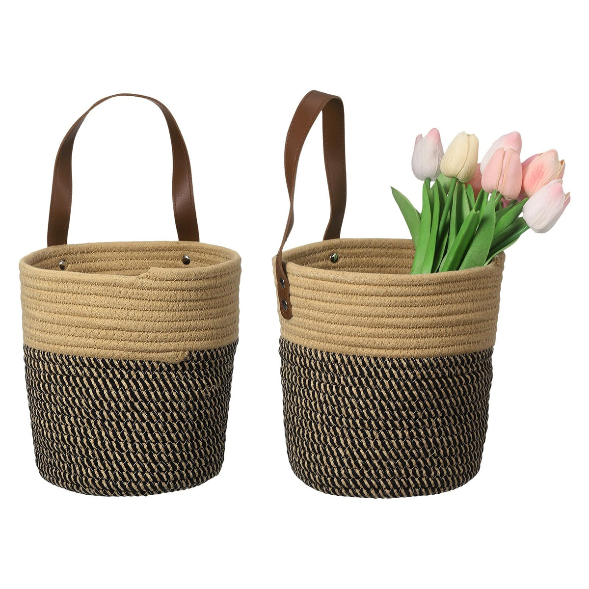uxcell Small Wall Hanging Basket, Cotton Rope Hanging Basket