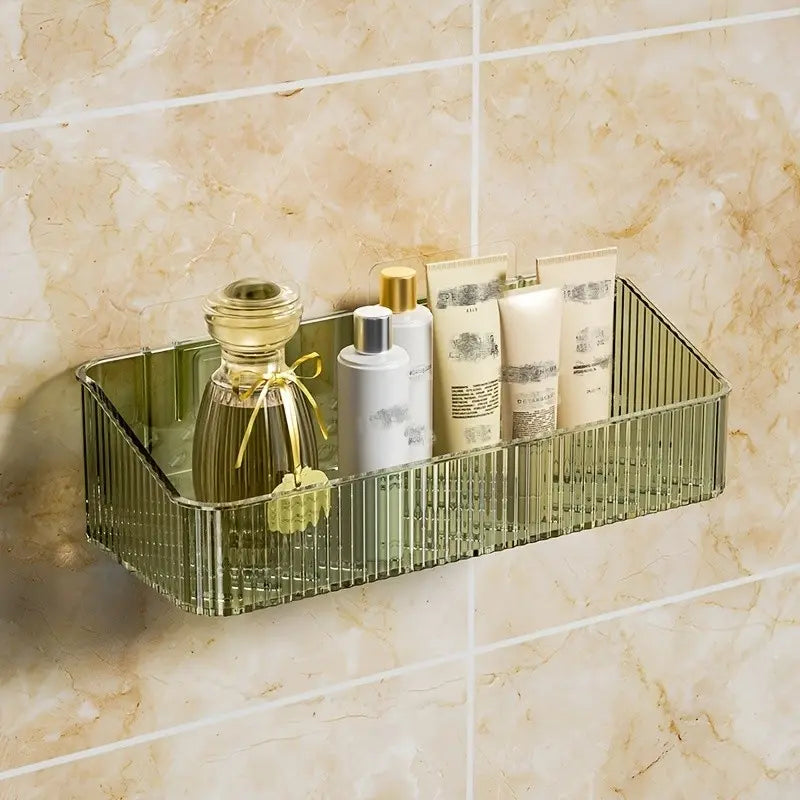 Wall Mounted Bathroom Storage Rack, Hanging Shelf, Plastic Tray, Storage Basket, Shampoo Shower Gel Holder Organizer, Bathroom Storage And Organization