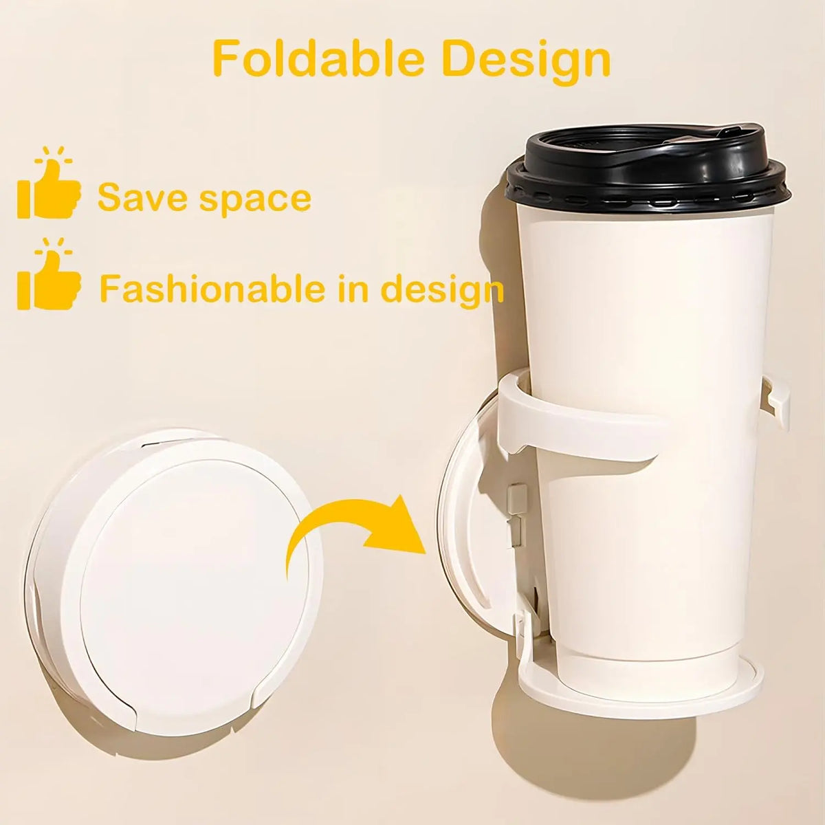 4-Pack Collapsible ABS Water Bottle Organiser Racks, Space-Saving Wall-Mounted Cup Holder with Folding-Detachable Design, Stable Durable Bathroom Gadget for Coffee/Shower Cups (Paste/Drill Installation)
