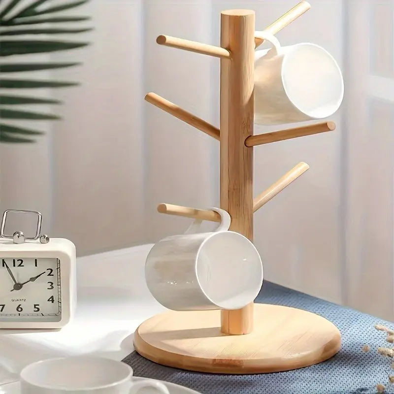 1pc Household Bamboo Cup Holder, Creative Storage Rack, Water Cup Hanger Upside Down Drain Rack Cup Holder