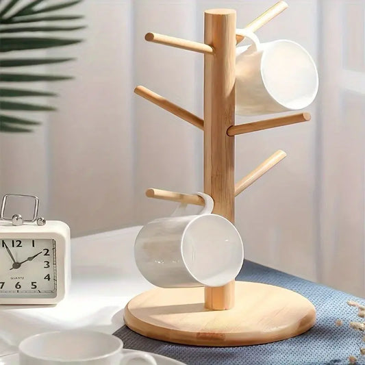 1pc Household Bamboo Cup Holder, Creative Storage Rack, Water Cup Hanger Upside Down Drain Rack Cup Holder