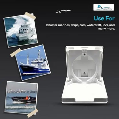 Marine City White Adjustable Folding Cup Holder – ABS Plastic, 2-5/8” to 3-1/2”