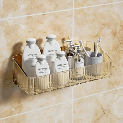 Wall Mounted Bathroom Storage Rack, Hanging Shelf, Plastic Tray, Storage Basket, Shampoo Shower Gel Holder Organizer, Bathroom Storage And Organization