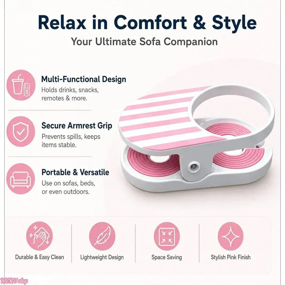 [WER21]Clip‑On Stripe Drink Holder, Portable Adjustable Cup Holder - Secure Your Beverage Anywhere, Indoor Outdoor Universal Drink Organizer for Pool Balcony Chair Desk Beach Lounge