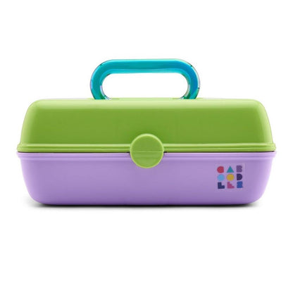 Caboodles Pretty in Petite Makeup Box, Two-Tone Seafoam on Lavender, Hard Plastic Organizer Box, 2 Swivel Trays, Fashion Mirror, Secure Latch for Safe Travel
