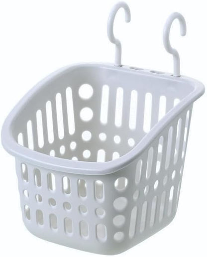 Hanging Bathroom Storage Basket – Wall-Mounted Plastic Organizer Bin for Toiletries, Makeup, Kitchen & More – Small Rectangle & Square – Beige & Gray White Options (Gray White, Small Square)