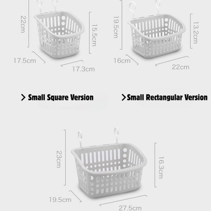 Hanging Bathroom Storage Basket – Wall-Mounted Plastic Organizer Bin for Toiletries, Makeup, Kitchen & More – Small Rectangle & Square – Beige & Gray White Options (Gray White, Small Square)