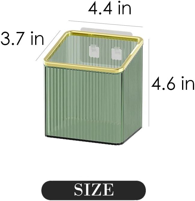 Adhesive Wall Shelves No Drill Hanging Organizer - Plastic Floating Storage Bins for Kitchen,Bathroom,Office - Makeup and Home Goods Mountable Shelf (Green and Gold)