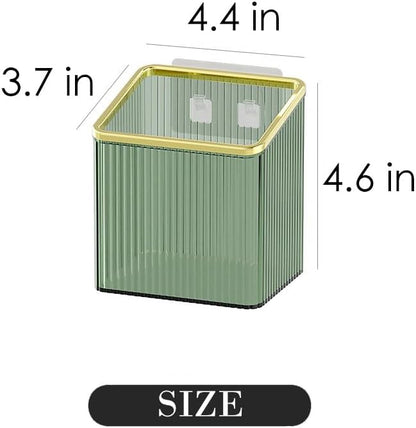 Adhesive Wall Shelves No Drill Hanging Organizer - Plastic Floating Storage Bins for Kitchen,Bathroom,Office - Makeup and Home Goods Mountable Shelf (Green and Gold)