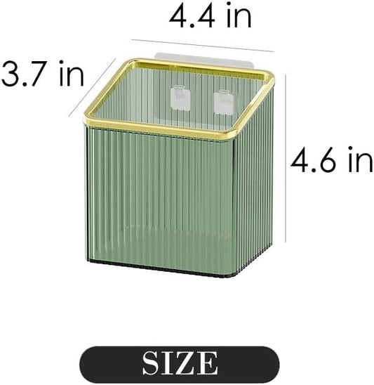 Adhesive Wall Shelves No Drill Hanging Organizer - Plastic Floating Storage Bins for Kitchen,Bathroom,Office - Makeup and Home Goods Mountable Shelf (Green and Gold)