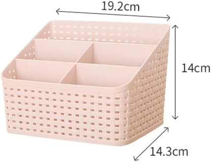 2 Pack Cosmetic Storage Box Pink Pp Desk Organizer for Makeup Jewelry Brushes Office Supplies Desktop Storage Case for Home and Office
