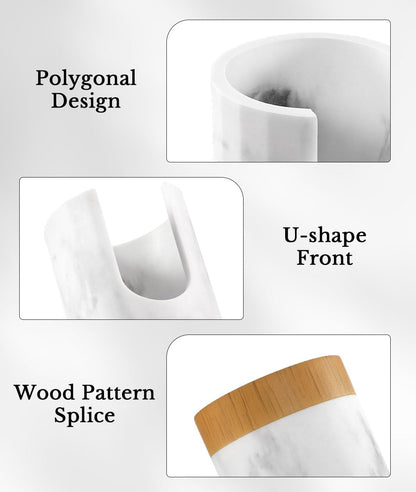 Luxspire Bathroom Cup Dispenser, 3oz Dixie Cup Dispenser, Guest Bathroom Essentials, Marble Resin Cup Dispenser, Disposable Paper Cup Holder, Cotton Pad Holder, Bathroom Accessories - Marble White