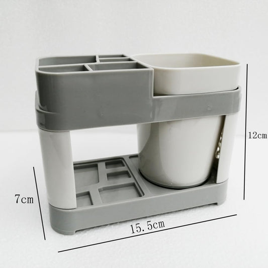 5 Slots Acrylic Toothbrush Holders Removable Compartment Bathroom Modern Plastic Bathroom Vanity Countertop Toothpaste Toothbrush Holder Stand with 1 Rinse Cup