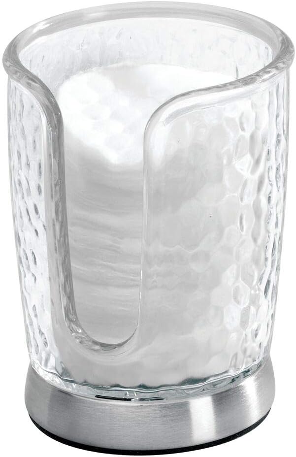 mDesign Plastic/Steel Compact Small Disposable Paper Cup Dispenser Storage Holder for Rinsing Cups on Bathroom Vanity Countertops - Rain Collection - Clear/Brushed