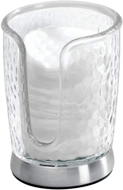 mDesign Plastic/Steel Compact Small Disposable Paper Cup Dispenser Storage Holder for Rinsing Cups on Bathroom Vanity Countertops - Rain Collection - Clear/Brushed