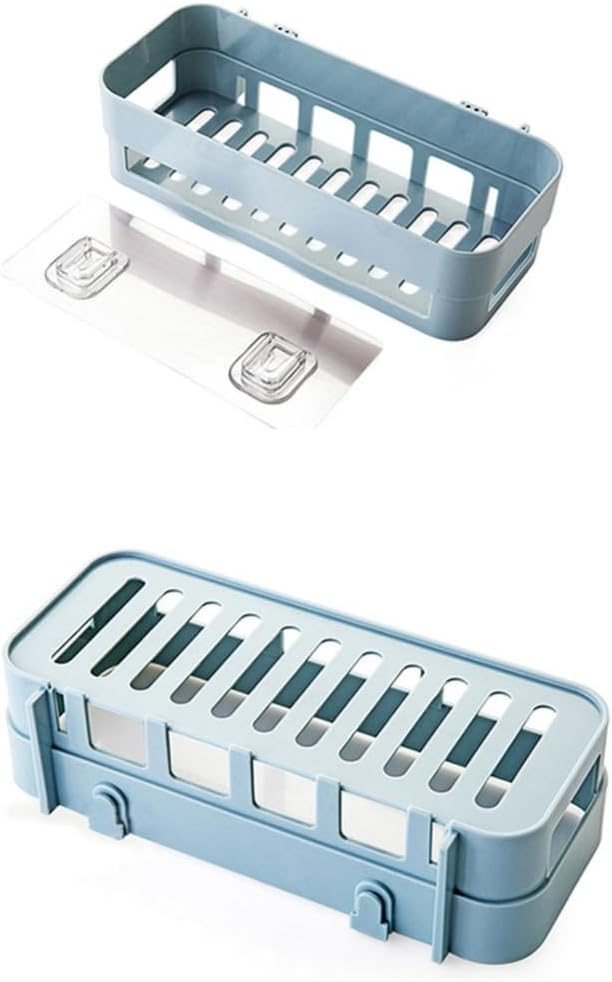 ABOOFAN Plastic Bathroom Storage Basket Wall Mounted Space Saving Blue
