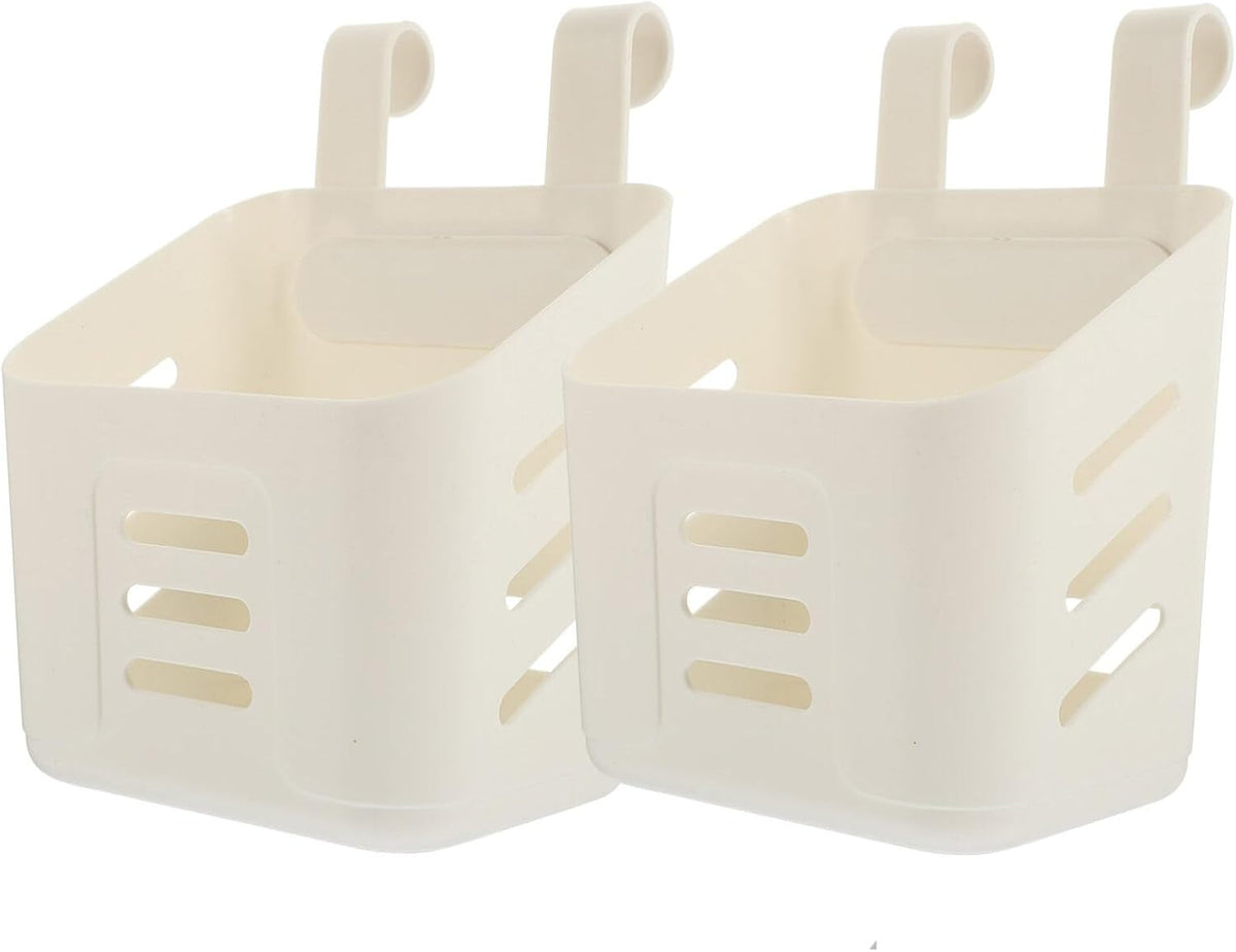 HOMSFOU 2-Pack Wall Hanging Storage Baskets with Drain Holes Plastic Kitchen and Bathroom Organizer Basket 8.07X5.90X4.52 Inches for Shampoo Lotion Sponge Storage