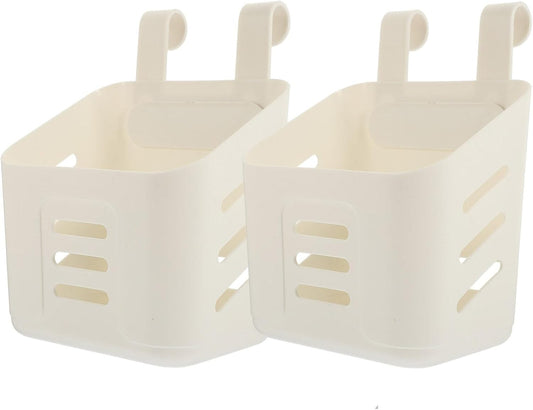 HOMSFOU 2-Pack Wall Hanging Storage Baskets with Drain Holes Plastic Kitchen and Bathroom Organizer Basket 8.07X5.90X4.52 Inches for Shampoo Lotion Sponge Storage