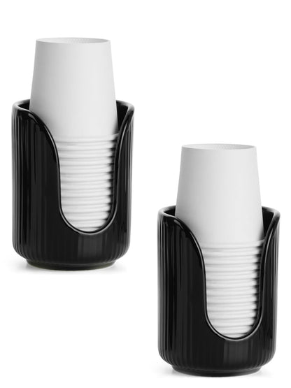 ABRUTY Bathroom Cup Dispenser, 3oz-4oz Ceramic Paper Cup Holder, Small Countertop Mouthwash Dixie Cups Accessories, for Vanity Countertops, Bathroom, Kitchen, and Dining Room