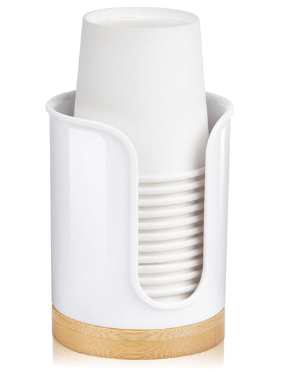 Bathroom Cup Dispenser - Small Cup Holder for Dixie 3 oz Bathroom Cups, Mouthwash Cups, 3 4 Ounce Cup Dispenser - PC/Bamboo, Black, Pack of 1