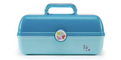 Caboodles On-The-Go Girl Makeup Box, Seafoam on Lavender, Hard Plastic Makeup Organizer Box, Built-In Mirror, Secure Latch for Safe Travel, Spacious Storage for Large Items