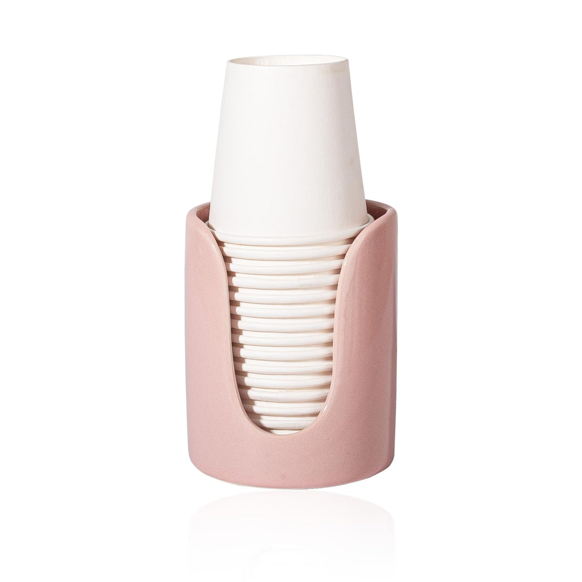 Bathroom Cup Dispenser Small Cup Holder for Bathroom, Ceramic Mouthwash Cups 3 4 oz Cup Dispenser Accessories, 1 Pack, White