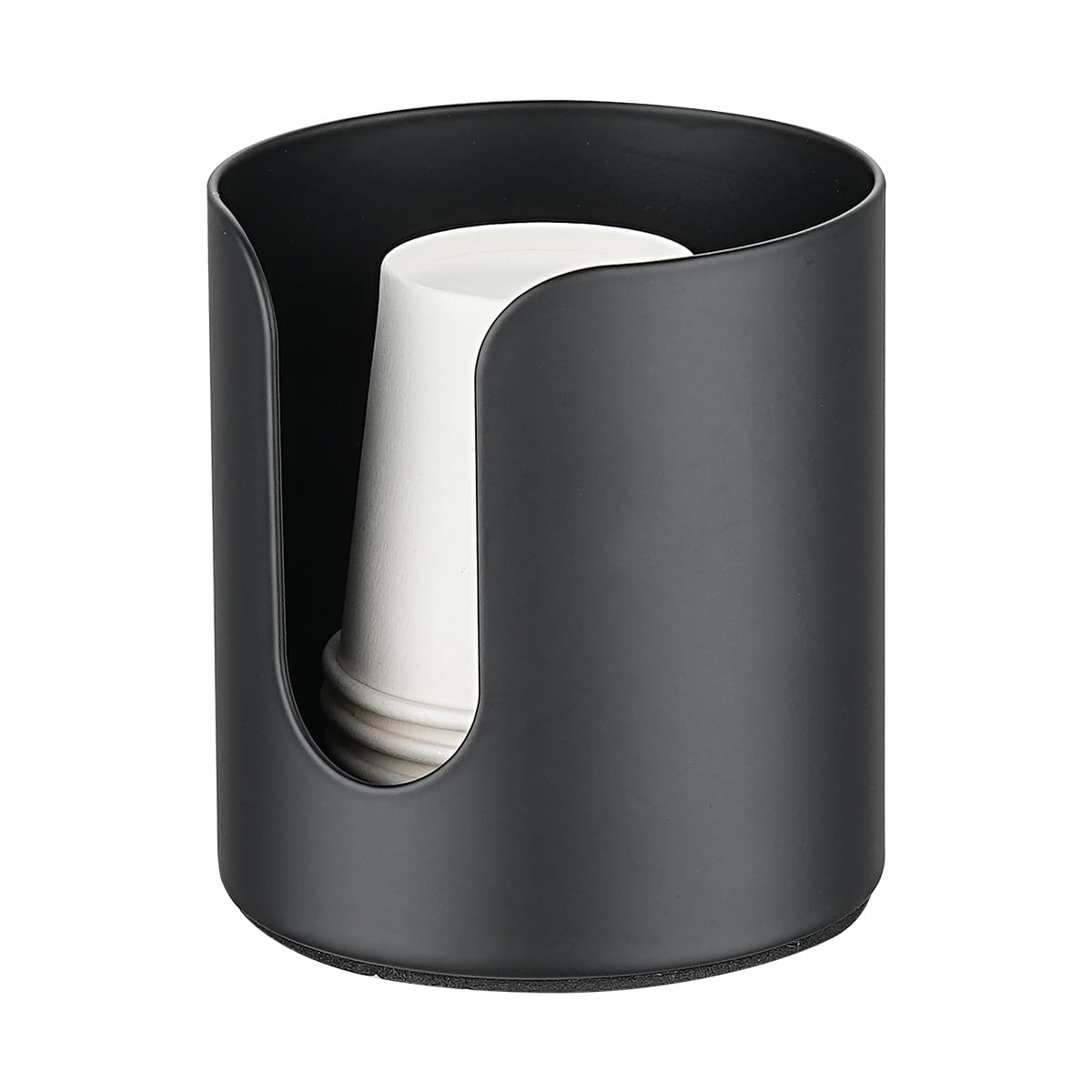JQK Bathroom Cup Dispenser, Black Small Disposable Paper Mouthwash Cup Holders for Rinsing Cups On Bathroom Vanity Countertops, Makeup Table, Powder Room, Holds 3 oz / 5 oz, BCD120-PB