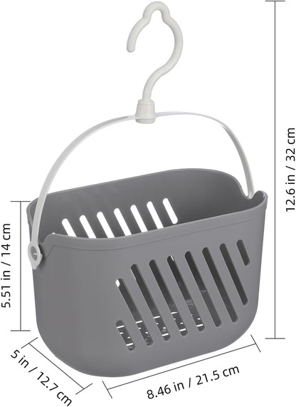 PRETYZOOM Wall Hanging Storage Basket with Hooks, Plastic Hollow Drain Design, Wall Mount Organizer for Bathroom Toiletries, Shampoo, Bath Sponges and Kitchen Pantry Sundries