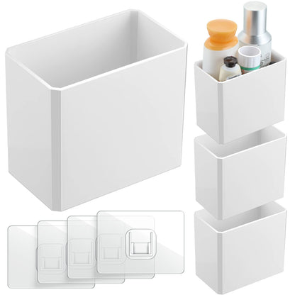 Suclain 2 Pcs Wall Mounted Organizer Floating Shelf Wall Bin, White