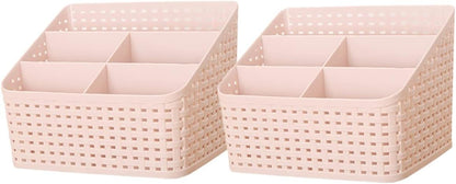 2 Pack Cosmetic Storage Box Pink Pp Desk Organizer for Makeup Jewelry Brushes Office Supplies Desktop Storage Case for Home and Office