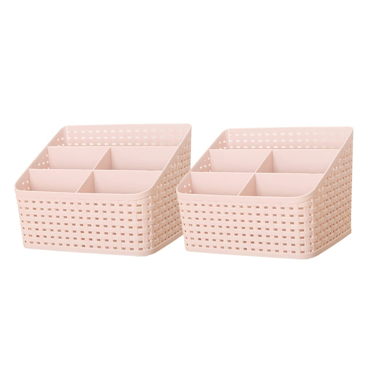 2 Pack Cosmetic Storage Box Pink Pp Desk Organizer for Makeup Jewelry Brushes Office Supplies Desktop Storage Case for Home and Office