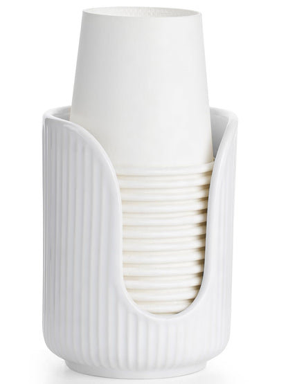 ABRUTY Bathroom Cup Dispenser, 3oz-4oz Ceramic Paper Cup Holder, Small Countertop Mouthwash Dixie Cups Accessories, for Vanity Countertops, Bathroom, Kitchen, and Dining Room